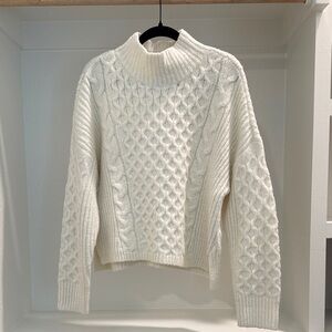 Abercrombie & Fitch White Cable Knit Turtleneck Sweater